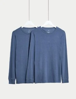 2pk Heatgen™ Light Thermal Long Sleeve Tops 15 2pk Heatgen™ Light Thermal Long Sleeve Tops -Marksandspencer Sale Store 2 pack light warmth thermal vests 2