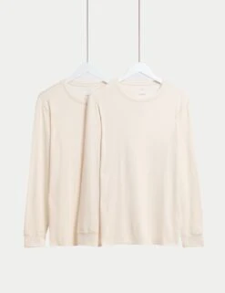 2pk Heatgen™ Light Thermal Long Sleeve Tops 12 2pk Heatgen™ Light Thermal Long Sleeve Tops -Marksandspencer Sale Store 2 pack light warmth thermal vests