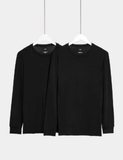 2pk Heatgen™ Light Thermal Long Sleeve Tops 18 2pk Heatgen™ Light Thermal Long Sleeve Tops -Marksandspencer Sale Store 2 pack light warmth thermal vests 5