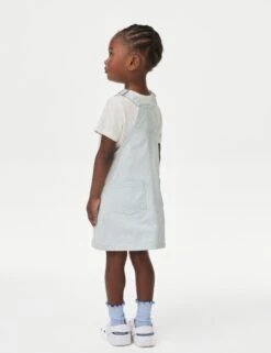 2pc Denim Pinafore Outfit (2-8 Yrs) -Marksandspencer Sale Store 2pc Denim Pinafore Outfit 2 8 Yrs 1 3