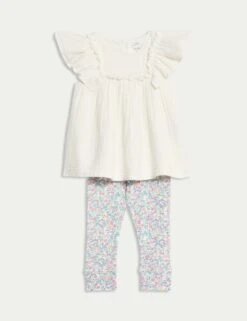 2pc Pure Cotton Ditsy Leggings Outfit (0-3 Yrs)