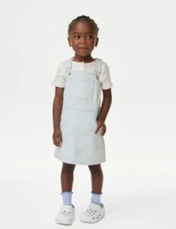 2pc Denim Pinafore Outfit (2-8 Yrs) -Marksandspencer Sale Store 2pc denim pinafore outfit 2 8 yrs 1 4