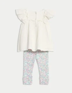 2pc Pure Cotton Ditsy Leggings Outfit (0-3 Yrs) -Marksandspencer Sale Store 2pc pure cotton ditsy leggings outfit 0 3 yrs 1 10
