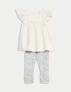 2pc Pure Cotton Ditsy Leggings Outfit (0-3 Yrs) -Marksandspencer Sale Store 2pc pure cotton ditsy leggings outfit 0 3 yrs 1 11