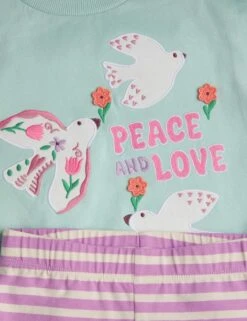 MONSOON 2pc Pure Cotton Slogan Top & Shorts Outfit (3-13 Yrs) -Marksandspencer Sale Store 2pc pure cotton slogan top and shorts outfit 3 13 yrs 1 1