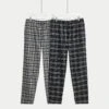 2pk Brushed Cotton Checked Pyjama Bottoms