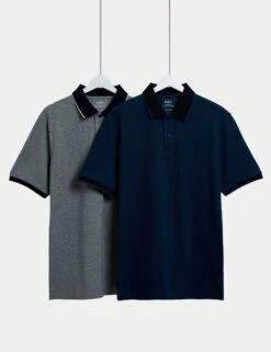 2pk Cotton Rich Tipped Polo Shirts