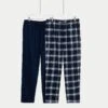 2pk Pure Cotton Checked Pyjama Bottoms