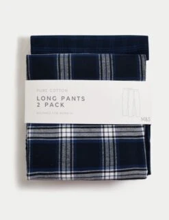 2pk Pure Cotton Checked Pyjama Bottoms -Marksandspencer Sale Store 2pk Pure Cotton Checked Pyjama Bottoms 4