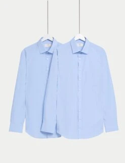 2pk Skinny Fit Easy Iron Cotton Blend Shirts