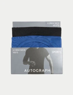 2pk Sport Crew Neck T-Shirt Vests With Stretch -Marksandspencer Sale Store 2pk Sport Crew Neck T Shirt Vests with Stretch 2
