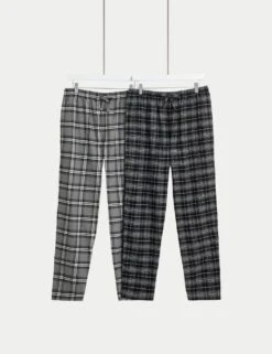 2pk Brushed Cotton Checked Pyjama Bottoms -Marksandspencer Sale Store 2pk brushed cotton checked pyjama bottoms 5