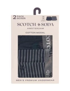 Scotch & Soda 2pk Cotton Modal Striped & Plain Boxers -Marksandspencer Sale Store 2pk cotton modal striped and plain boxers 1