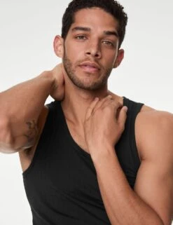 2pk Supima® Cotton Drop Needle Sleeveless Vest Box -Marksandspencer Sale Store 2pk cotton rich dropneedle sleeveless vests 13