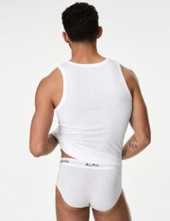 2pk Supima® Cotton Drop Needle Sleeveless Vest Box -Marksandspencer Sale Store 2pk cotton rich dropneedle sleeveless vests 3