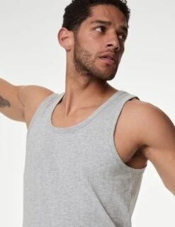 2pk Supima® Cotton Drop Needle Sleeveless Vest Box -Marksandspencer Sale Store 2pk cotton rich dropneedle sleeveless vests 7