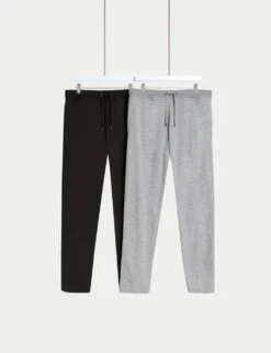 2pk Cotton Rich Straight Leg Joggers -Marksandspencer Sale Store 2pk cotton rich straight leg joggers 12