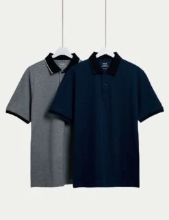 2pk Cotton Rich Tipped Polo Shirts -Marksandspencer Sale Store 2pk cotton rich tipped polo shirts 5