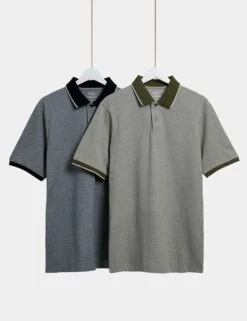 2pk Cotton Rich Tipped Polo Shirts -Marksandspencer Sale Store 2pk cotton rich tipped polo shirts 9