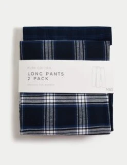 2pk Pure Cotton Checked Pyjama Bottoms -Marksandspencer Sale Store 2pk pure cotton checked pyjama bottoms 5