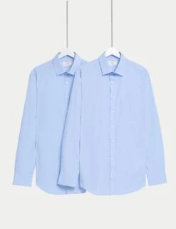 2pk Skinny Fit Easy Iron Cotton Blend Shirts -Marksandspencer Sale Store 2pk skinny fit easy iron cotton blend shirts 12