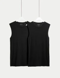 2pk Sport Sleeveless Vest With Stretch -Marksandspencer Sale Store 2pk stretch sport sleeveless vest box 1