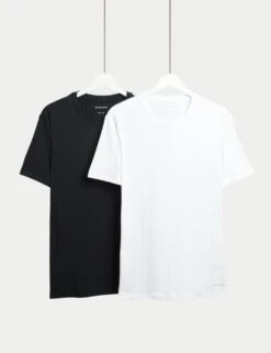 2pk Supima® Cotton Drop Needle Vest Box -Marksandspencer Sale Store 2pk supima cotton richdropneedle vests 8