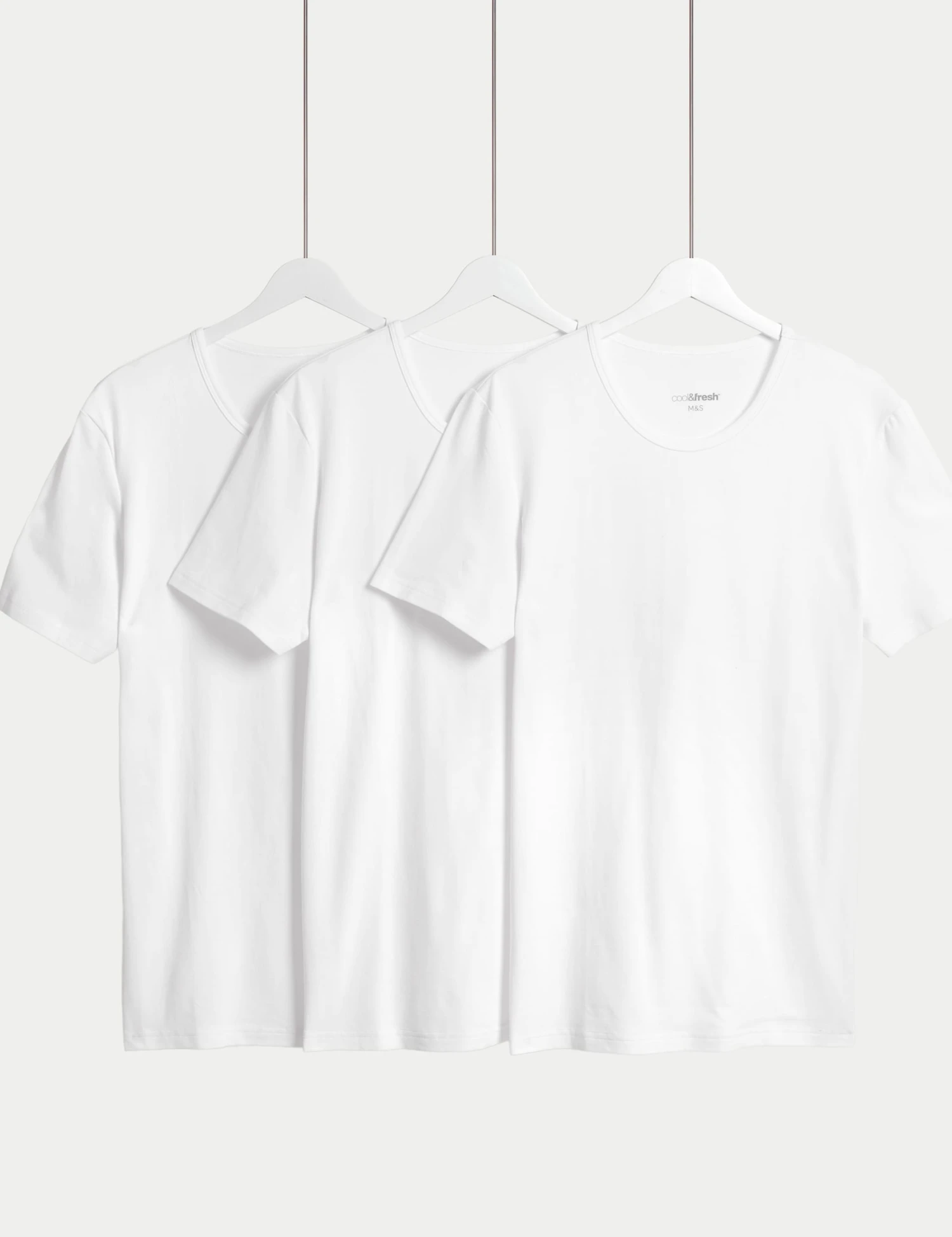 3pk Cotton Rich Cool & Fresh™ Crew Neck Stretch Vests 1 3pk Cotton Rich Cool & Fresh™ Crew Neck Stretch Vests