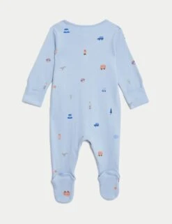 3pk Pure Cotton London Sleepsuits (6½lbs-3 Yrs) -Marksandspencer Sale Store 3pk Pure Cotton London Sleepsuits 6 lbs 3 Yrs 1 2
