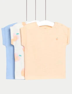 3pk Pure Cotton Peach T-Shirts (0-3 Yrs)