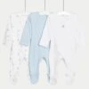 3pk Pure Cotton Rocket & Star Sleepsuits (6½lbs-3 Yrs) -Marksandspencer Sale Store 3pk Pure Cotton Rocket Star Sleepsuits 6 lbs 3 Yrs