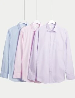 3pk Slim Fit Easy Iron Cotton Blend Shirts