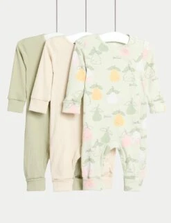 3pk Cotton Rich Sleepsuits (6½lbs-3 Yrs) 18 3pk Cotton Rich Sleepsuits (6½lbs-3 Yrs) -Marksandspencer Sale Store 3pk cotton rich sleepsuits 6lbs 3 yrs