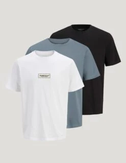 Jack & Jones 3pk Pure Cotton Logo Print T-Shirts -Marksandspencer Sale Store 3pk pure cotton logo print t shirts 11