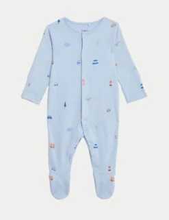 3pk Pure Cotton London Sleepsuits (6½lbs-3 Yrs) -Marksandspencer Sale Store 3pk pure cotton london sleepsuits 0 mths 3 yrs 1 4