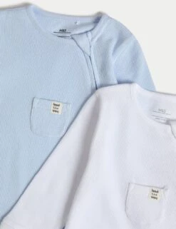 3pk Pure Cotton Waffle Zip Sleepsuits (6½lbs-3 Yrs) -Marksandspencer Sale Store 3pk pure cotton waffle zip sleepsuits 6lbs 3 yrs