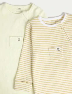 3pk Pure Cotton Waffle Zip Sleepsuits (6½lbs-3 Yrs) -Marksandspencer Sale Store 3pk pure cotton waffle zip sleepsuits 6lbs 3 yrs 1 4