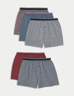 5pk Pure Cotton Cool & Fresh™ Striped Boxers