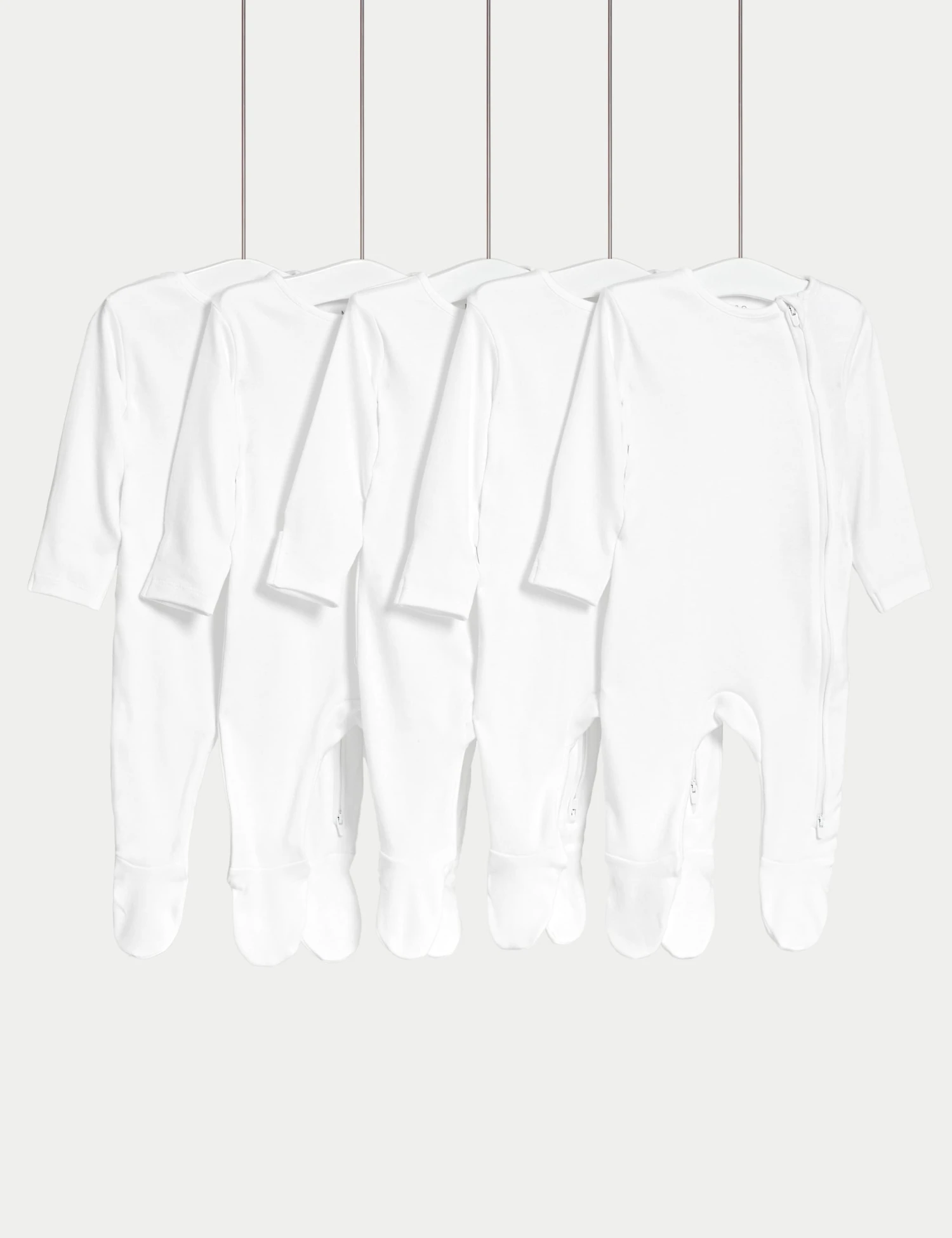 5pk Pure Cotton Zip Sleepsuits (5lbs-3 Yrs) 1 5pk Pure Cotton Zip Sleepsuits (5lbs-3 Yrs)