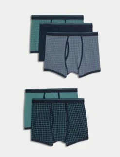 5pk Cotton Rich Stretch Cool & Fresh™ Geometric Trunks -Marksandspencer Sale Store 5pk cotton rich stretch cool and fresh geometric trunks 1