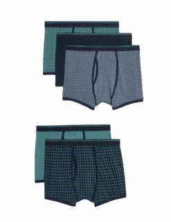 5pk Cotton Rich Stretch Cool & Fresh™ Geometric Trunks -Marksandspencer Sale Store 5pk cotton rich stretch cool and fresh geometric trunks