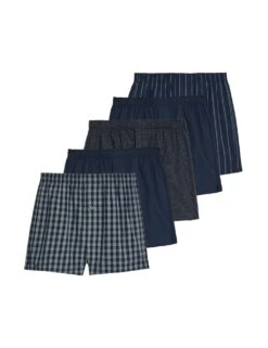 5pk Pure Cotton Assorted Woven Boxers -Marksandspencer Sale Store 5pk pure cotton assorted woven boxers 2