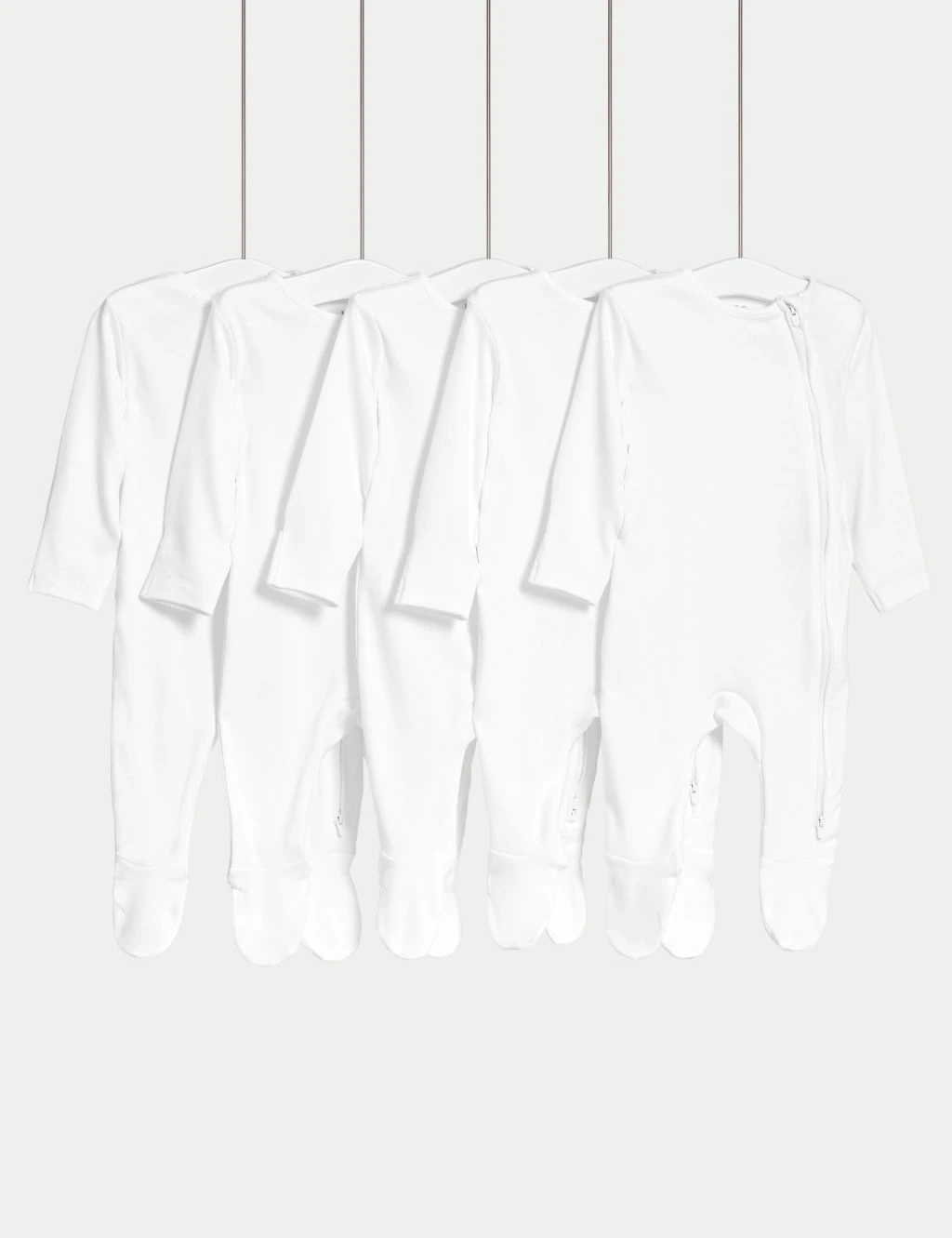 5pk Pure Cotton Zip Sleepsuits (5lbs-3 Yrs) 2 5pk Pure Cotton Zip Sleepsuits (5lbs-3 Yrs) - Image 2