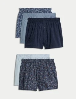 5pk Pure Cotton StayNew™ Floral Woven Boxers -Marksandspencer Sale Store 5pk pure cotton staynew floral woven boxers 1
