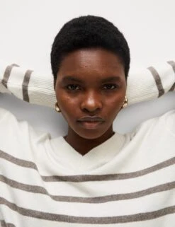 Air-Yarn Striped V-Neck Jumper 15 Air-Yarn Striped V-Neck Jumper -Marksandspencer Sale Store Air Yarn Striped V Neck Jumper 2