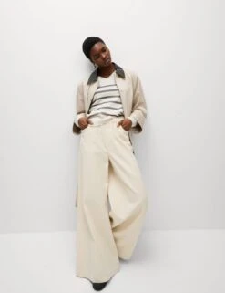 Air-Yarn Striped V-Neck Jumper