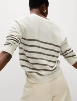 Air-Yarn Striped V-Neck Jumper 16 Air-Yarn Striped V-Neck Jumper -Marksandspencer Sale Store Air Yarn Striped V Neck Jumper 3