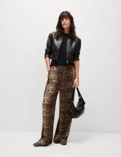 Animal Print Drawstring Wide Leg Trousers 22 Animal Print Drawstring Wide Leg Trousers -Marksandspencer Sale Store Animal Print Drawstring Wide Leg Trousers 2