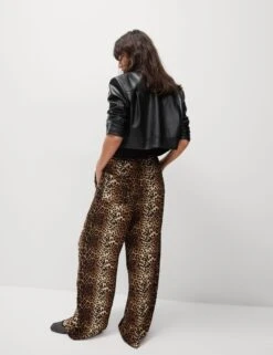 Animal Print Drawstring Wide Leg Trousers 24 Animal Print Drawstring Wide Leg Trousers -Marksandspencer Sale Store Animal Print Drawstring Wide Leg Trousers 4