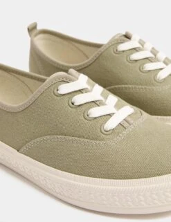 Canvas Lace Up Trainers -Marksandspencer Sale Store Canvas Lace Up Trainers 2
